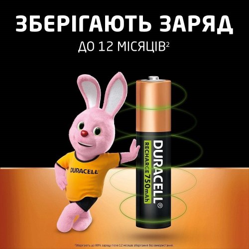 Акумулятор Duracell AAA (HR03) Ni-MH 750mAh 4 шт. (5017770/5017005/5007331) купити в Україні | Telemart фото