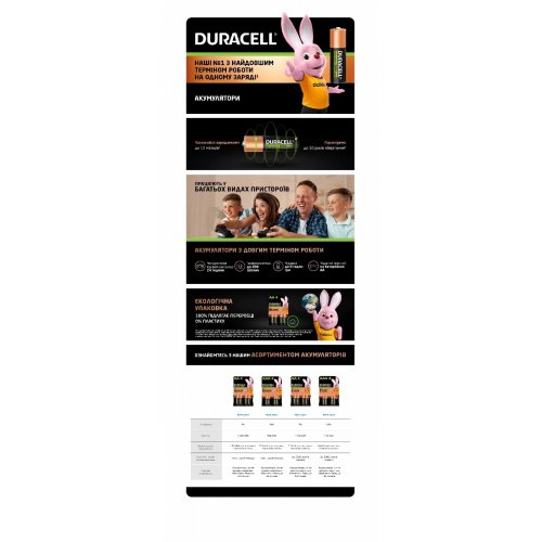 Акумулятор Duracell AA (HR6) Ni-MH 2500mAh 4 шт. (5018825/5017764/5016999/5007308) купити в Україні | Telemart фото