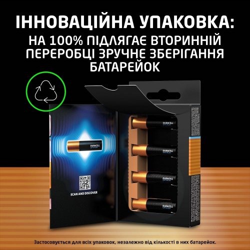 Батарейки Duracell AAA (LR03) Optimum 4 шт. (5020302/5019299/5015596) купить в Украине: Киев, Днепр, Харьков, Одесса  | Низкая цена, отзывы, характеристики от TELEMART фото