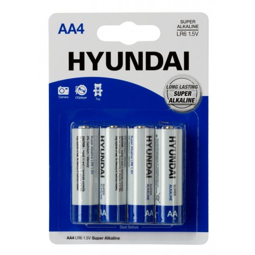 Батарейки Hyundai AA (LR6) Alkaline 4 шт. (HT7006001) купить в Украине: Киев, Днепр, Харьков, Одесса  | Низкая цена, отзывы, характеристики от TELEMART фото