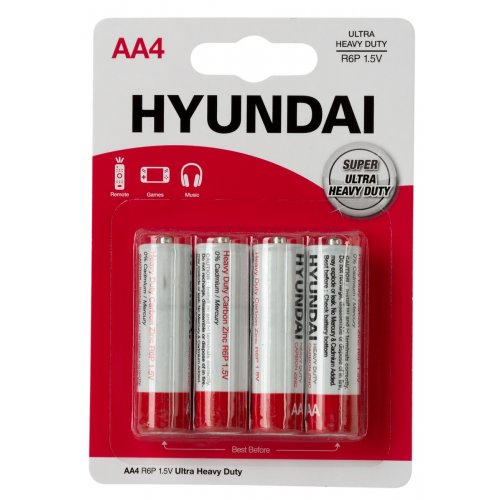 Батарейки Hyundai AA (R6) Heavy Duty 4 шт. (HT7007001) купить в Украине: Киев, Днепр, Харьков, Одесса  | Низкая цена, отзывы, характеристики от TELEMART фото
