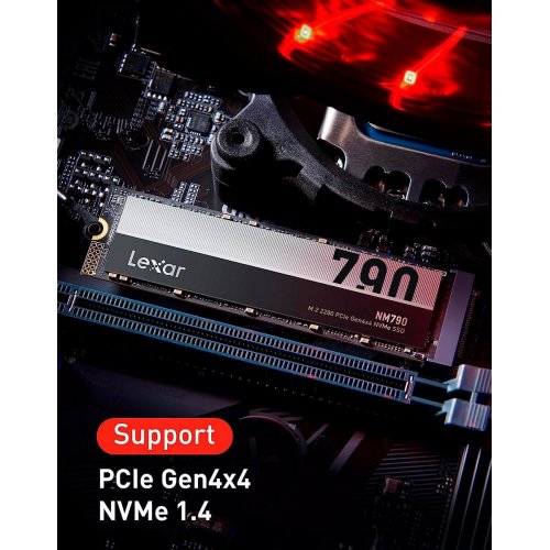 Уцінка SSD-диск Lexar NM790 3D NAND TLC 4TB M.2 (2280 PCI-E) NVMe x4 (LNM790X004T-RNNNG) (Пошкоджене пакування, 889930) купити в Україні: Київ, Львів, Хмельницький, Тернопіль, Івано-Франківськ | Перевірка сумісності, низька ціна, відгуки, характеристики від TELEMART фото