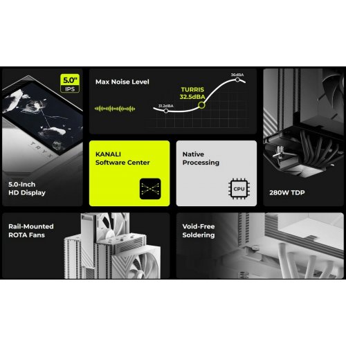 Кулер TRYX TURRIS 620 (H-T620N-DM2M-G0K) Black купити в Україні: Київ, Львів, Хмельницький, Тернопіль, Івано-Франківськ | Перевірка сумісності, низька ціна, відгуки, характеристики від TELEMART фото