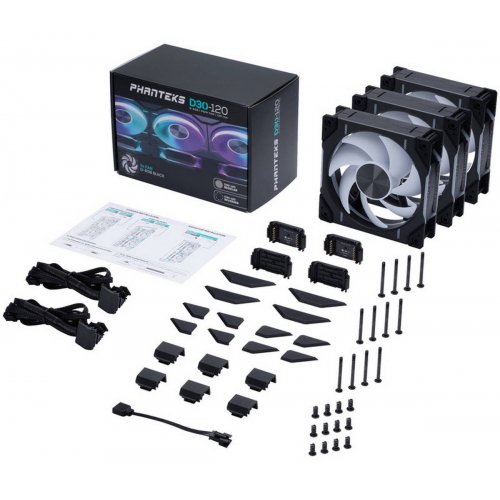 Набор кулеров для корпуса Phanteks D30-120 D-RGB Triple Pack (0886523002949) Black купить в Украине: Киев, Днепр, Харьков, Одесса  | Проверка совместимости, низкая цена, отзывы, характеристики от TELEMART фото