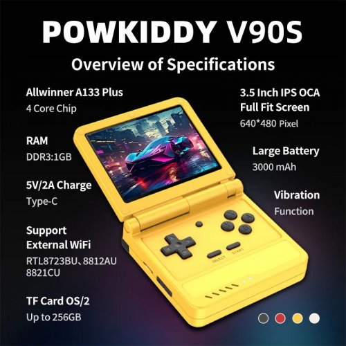 Портативная ретро-консоль Powkiddy v90s 64GB Yellow купить в Украине: Киев, Днепр, Харьков, Одесса  | Низкая цена, отзывы, характеристики от TELEMART фото