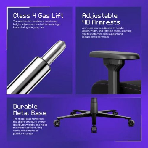 Игровое кресло Proove Gaming Respawn (GCRS0001001) Black/Purple купить в Украине: Киев, Днепр, Харьков, Одесса  | Низкая цена, отзывы, характеристики от TELEMART фото