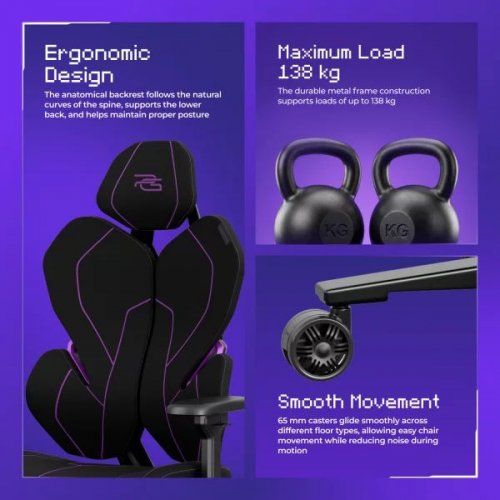 Игровое кресло Proove Gaming Respawn (GCRS0001001) Black/Purple купить в Украине: Киев, Днепр, Харьков, Одесса  | Низкая цена, отзывы, характеристики от TELEMART фото