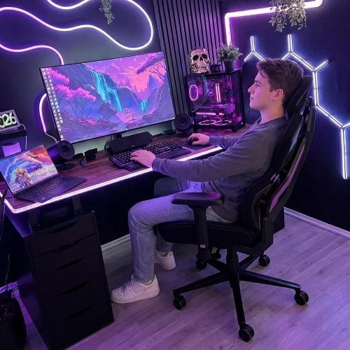 Игровое кресло Proove Gaming Respawn (GCRS0001001) Black/Purple купить в Украине: Киев, Днепр, Харьков, Одесса  | Низкая цена, отзывы, характеристики от TELEMART фото