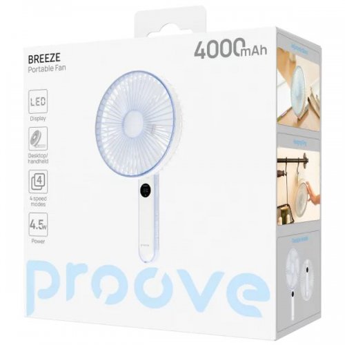 Портативний вентилятор Proove Breeze (PFBE04002002) White купити в Україні: Київ, Львів, Хмельницький, Тернопіль, Івано-Франківськ | Низька ціна, відгуки, характеристики від TELEMART фото