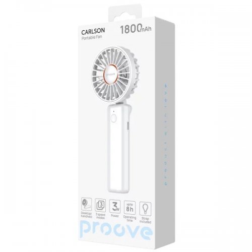 Портативний вентилятор Proove Carlson (PFCN03002002) White купити в Україні: Київ, Львів, Хмельницький, Тернопіль, Івано-Франківськ | Низька ціна, відгуки, характеристики від TELEMART фото