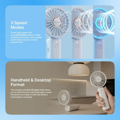 Портативний вентилятор Proove Carlson (PFCN03002002) White купити в Україні: Київ, Львів, Хмельницький, Тернопіль, Івано-Франківськ | Низька ціна, відгуки, характеристики від TELEMART фото