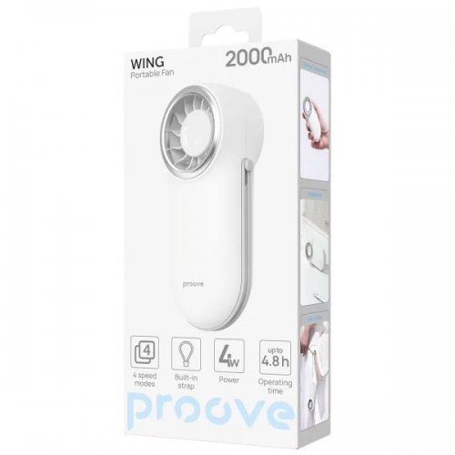 Портативний вентилятор Proove Wing (PFWG04002002) White купити в Україні: Київ, Львів, Хмельницький, Тернопіль, Івано-Франківськ | Низька ціна, відгуки, характеристики від TELEMART фото