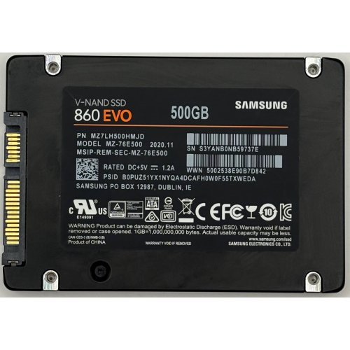 Ssd-диск Samsung 860 EVO V-NAND MLC 500GB 2.5" (MZ-76E500BW) (Восстановлено продавцом, 890139) купить в Украине: Киев, Днепр, Харьков, Одесса  | Проверка совместимости, низкая цена, отзывы, характеристики от TELEMART фото
