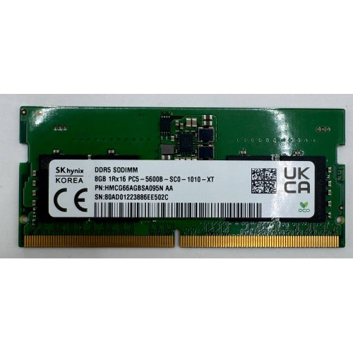 Озп Hynix SODIMM DDR5 8GB 5600Mhz (HMCG66AGBSA095N) (Відновлено продавцем, 890159) купити в Україні: Київ, Львів, Хмельницький, Тернопіль, Івано-Франківськ | Перевірка сумісності, низька ціна, відгуки, характеристики від TELEMART фото