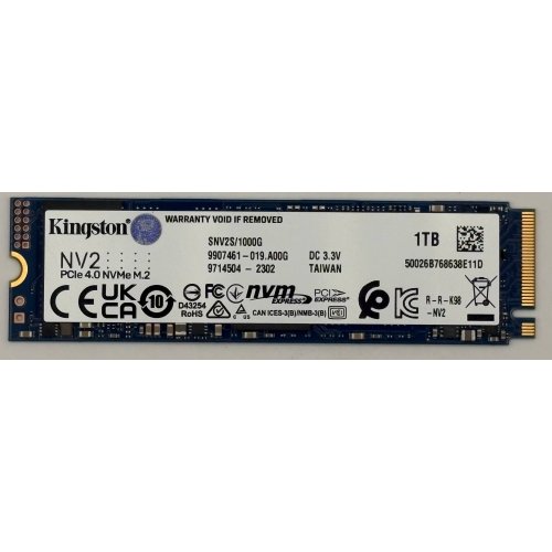 Ssd-диск Kingston NV3 3D NAND 1TB M.2 (2280 PCI-E) NVMe x4 (SNV3S/1000G) (Восстановлено продавцом, 890162) купить в Украине: Киев, Днепр, Харьков, Одесса  | Проверка совместимости, низкая цена, отзывы, характеристики от TELEMART фото