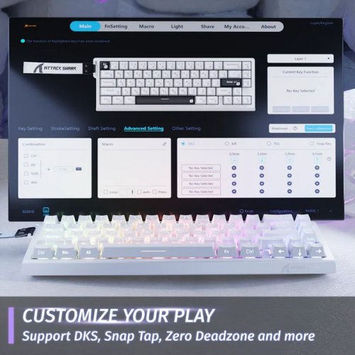 Клавіатура Attack Shark X68 RGB HE Magnetic Linear Switches (AS-6972792471020-WC) White Contours купити в Україні: Київ, Львів, Хмельницький, Тернопіль, Івано-Франківськ | Низька ціна, відгуки, характеристики від TELEMART фото