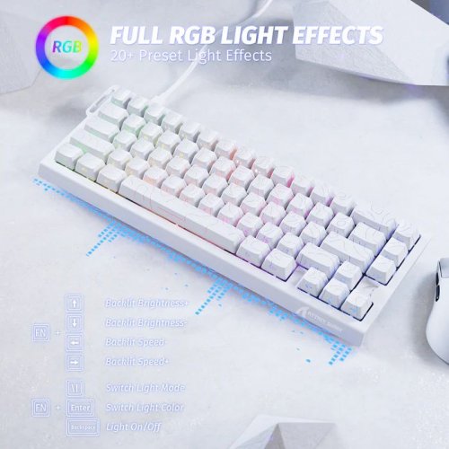 Клавіатура Attack Shark X68 RGB HE Magnetic Linear Switches (AS-6972792471020-WC) White Contours купити в Україні: Київ, Львів, Хмельницький, Тернопіль, Івано-Франківськ | Низька ціна, відгуки, характеристики від TELEMART фото