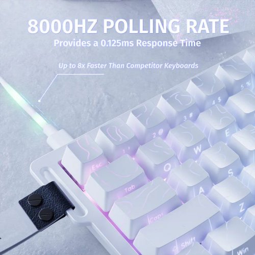 Клавіатура Attack Shark X68 RGB HE Magnetic Linear Switches (AS-6972792471020-WC) White Contours купити в Україні: Київ, Львів, Хмельницький, Тернопіль, Івано-Франківськ | Низька ціна, відгуки, характеристики від TELEMART фото