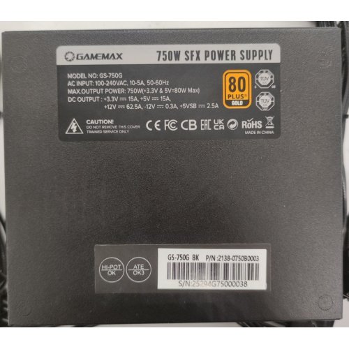 Блок живлення GAMEMAX GS-750G 750W (GS-750G BLACK) Black (Відновлено продавцем, 890528) купити в Україні: Київ, Львів, Хмельницький, Тернопіль, Івано-Франківськ | Перевірка сумісності, низька ціна, відгуки, характеристики від TELEMART фото