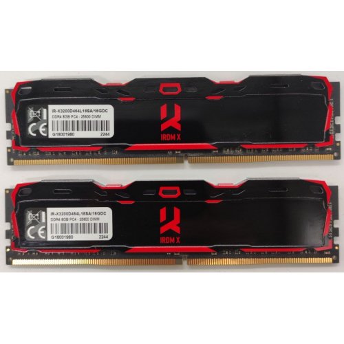 Озп GoodRAM DDR4 16GB (2x8GB) 3200Mhz Iridium X Black (IR-X3200D464L16SA/16GDC) (Відновлено продавцем, 890542) купити в Україні: Київ, Львів, Хмельницький, Тернопіль, Івано-Франківськ | Перевірка сумісності, низька ціна, відгуки, характеристики від TELEMART фото