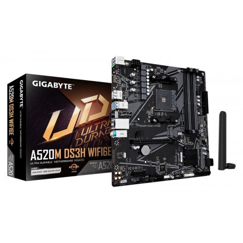 Материнская плата Gigabyte A520M DS3H WIFI6E (sAM4, AMD A520) купить в Украине: Киев, Днепр, Харьков, Одесса  | Проверка совместимости, низкая цена, отзывы, характеристики от TELEMART фото