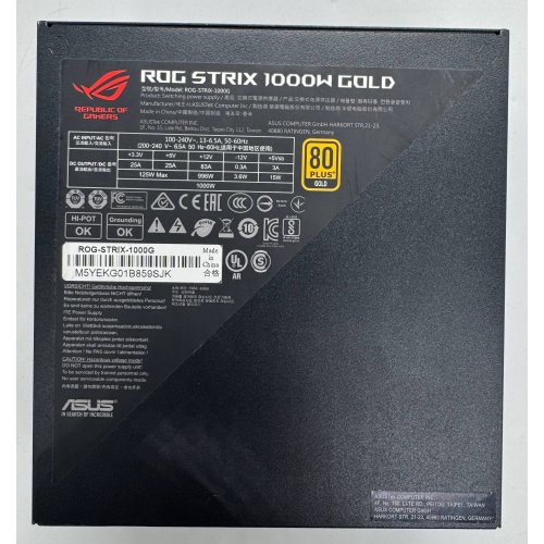 Блок живлення Asus ROG Strix 1000W (ROG-STRIX-1000G) (Відновлено продавцем, 890714) купити в Україні: Київ, Львів, Хмельницький, Тернопіль, Івано-Франківськ | Перевірка сумісності, низька ціна, відгуки, характеристики від TELEMART фото