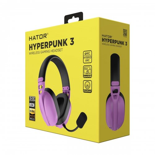 Уценка наушники HATOR Hyperpunk 3 Wireless (ESH19) Cyber Violet (Вскрытая упаковка, 890715) купить в Украине: Киев, Днепр, Харьков, Одесса  | Низкая цена, отзывы, характеристики от TELEMART фото