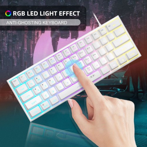 Клавіатура MageGee TS91 RGB (6971969720374-UA) White купити в Україні: Київ, Львів, Хмельницький, Тернопіль, Івано-Франківськ | Низька ціна, відгуки, характеристики від TELEMART фото
