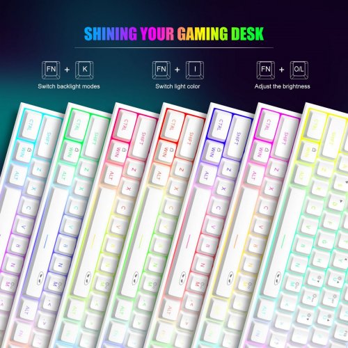 Клавіатура MageGee TS91 RGB (6971969720374-UA) White купити в Україні: Київ, Львів, Хмельницький, Тернопіль, Івано-Франківськ | Низька ціна, відгуки, характеристики від TELEMART фото