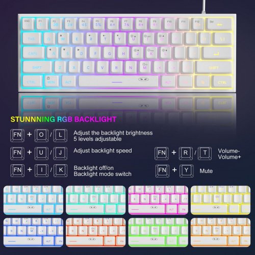 Клавіатура MageGee TS91 RGB (6971969720374-UA) White купити в Україні: Київ, Львів, Хмельницький, Тернопіль, Івано-Франківськ | Низька ціна, відгуки, характеристики від TELEMART фото