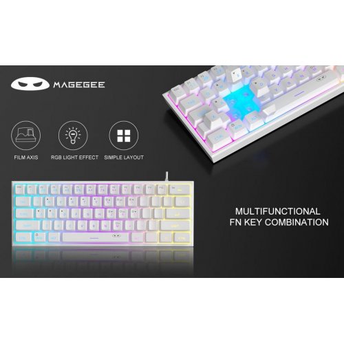 Клавіатура MageGee TS91 RGB (6971969720374-UA) White купити в Україні: Київ, Львів, Хмельницький, Тернопіль, Івано-Франківськ | Низька ціна, відгуки, характеристики від TELEMART фото