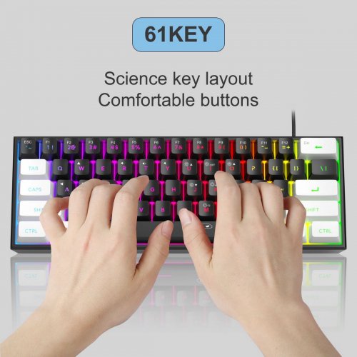 Клавіатура MageGee TS91 RGB (6971969727267-UA) White/Black купити в Україні: Київ, Львів, Хмельницький, Тернопіль, Івано-Франківськ | Низька ціна, відгуки, характеристики від TELEMART фото