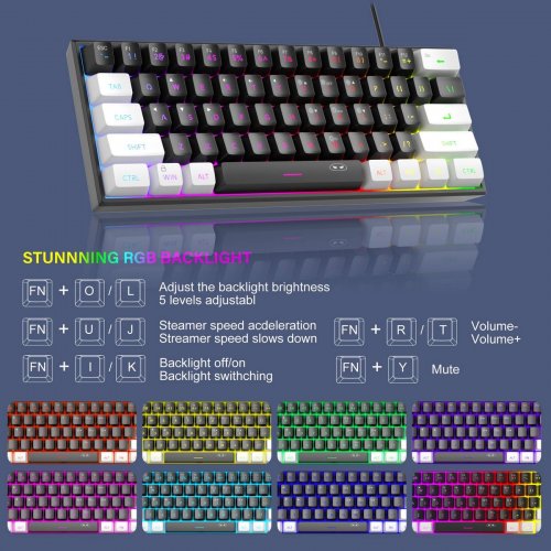 Клавіатура MageGee TS91 RGB (6971969727267-UA) White/Black купити в Україні: Київ, Львів, Хмельницький, Тернопіль, Івано-Франківськ | Низька ціна, відгуки, характеристики від TELEMART фото