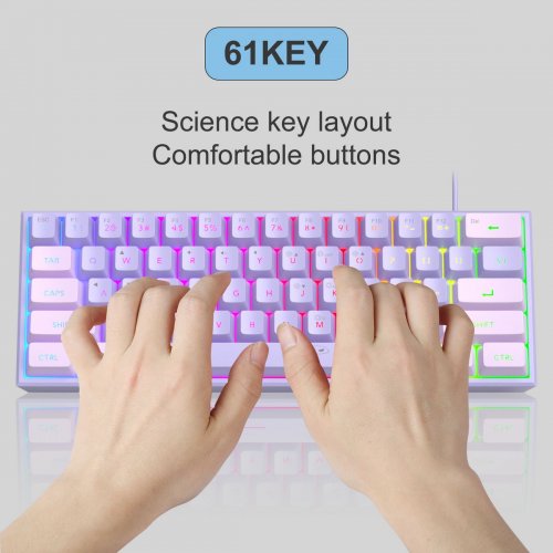 Клавіатура MageGee TS91 RGB (6971969727564-UA) Violet купити в Україні: Київ, Львів, Хмельницький, Тернопіль, Івано-Франківськ | Низька ціна, відгуки, характеристики від TELEMART фото