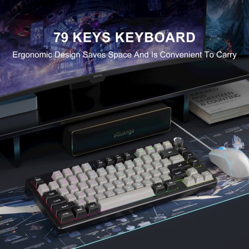 Клавіатура MageGee TS75 RGB (6971969729230-UA) Black/Grey купити в Україні: Київ, Львів, Хмельницький, Тернопіль, Івано-Франківськ | Низька ціна, відгуки, характеристики від TELEMART фото