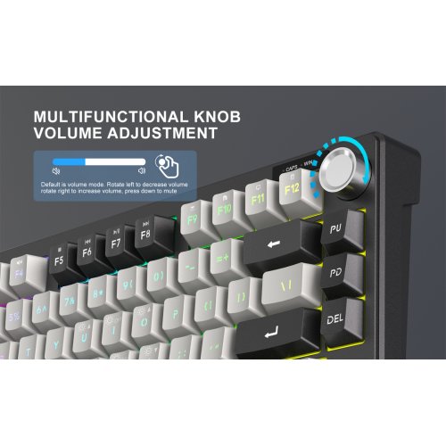 Клавіатура MageGee TS75 RGB (6971969729230-UA) Black/Grey купити в Україні: Київ, Львів, Хмельницький, Тернопіль, Івано-Франківськ | Низька ціна, відгуки, характеристики від TELEMART фото