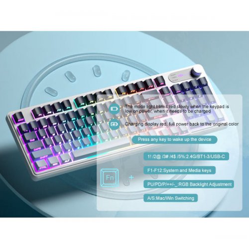 Клавиатура MageGee GK960 RGB Wireless (6971969728936) Black/Blue купить в Украине: Киев, Днепр, Харьков, Одесса  | Низкая цена, отзывы, характеристики от TELEMART фото