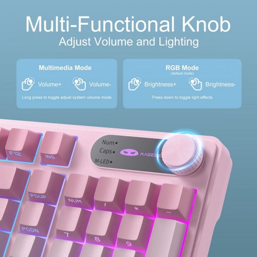 Клавиатура MageGee GK960 RGB Wireless (6971969729032) Pink/White купить в Украине: Киев, Днепр, Харьков, Одесса  | Низкая цена, отзывы, характеристики от TELEMART фото