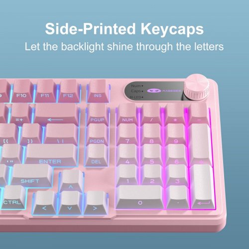 Клавиатура MageGee GK960 RGB Wireless (6971969729032) Pink/White купить в Украине: Киев, Днепр, Харьков, Одесса  | Низкая цена, отзывы, характеристики от TELEMART фото