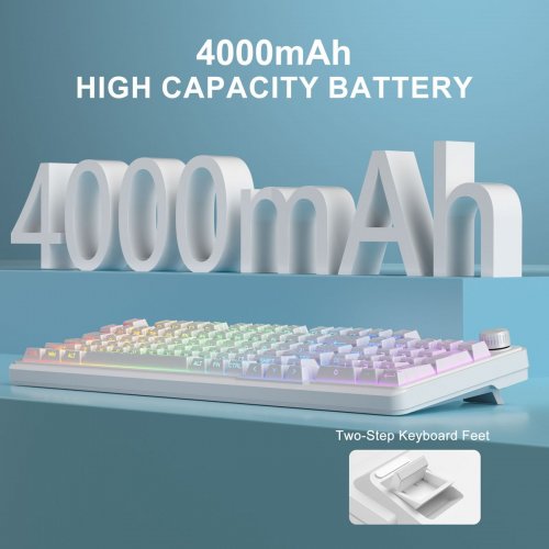 Клавиатура MageGee GK960 RGB Wireless (6971969729056) White Topographic купить в Украине: Киев, Днепр, Харьков, Одесса  | Низкая цена, отзывы, характеристики от TELEMART фото