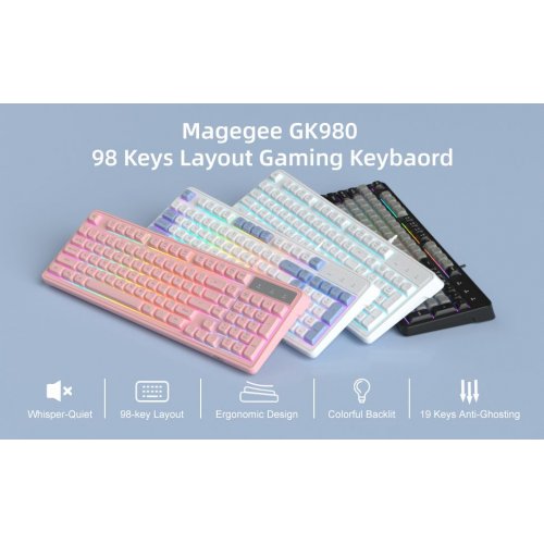 Клавиатура MageGee GK980 (6971969727090-UA) White купить в Украине: Киев, Днепр, Харьков, Одесса  | Низкая цена, отзывы, характеристики от TELEMART фото