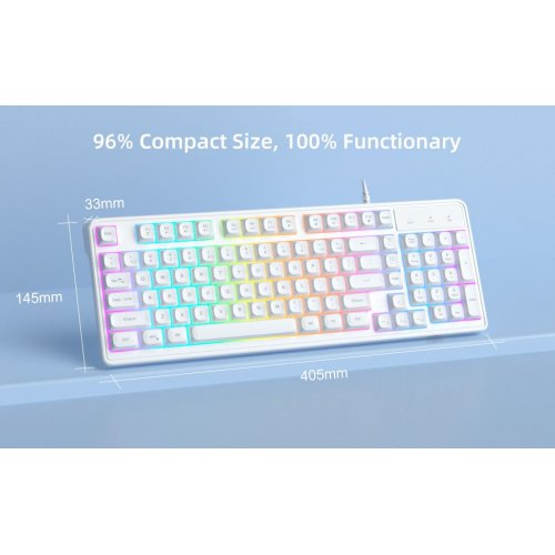 Клавиатура MageGee GK980 (6971969727090-UA) White купить в Украине: Киев, Днепр, Харьков, Одесса  | Низкая цена, отзывы, характеристики от TELEMART фото