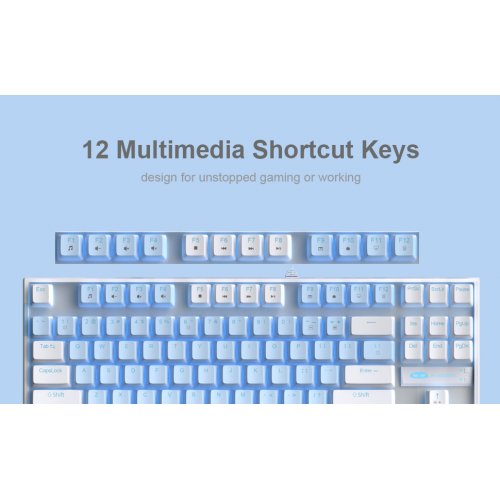 Клавіатура MageGee MK-STAR Blue Switch (6971969721364-UA) White/Blue купити в Україні: Київ, Львів, Хмельницький, Тернопіль, Івано-Франківськ | Низька ціна, відгуки, характеристики від TELEMART фото