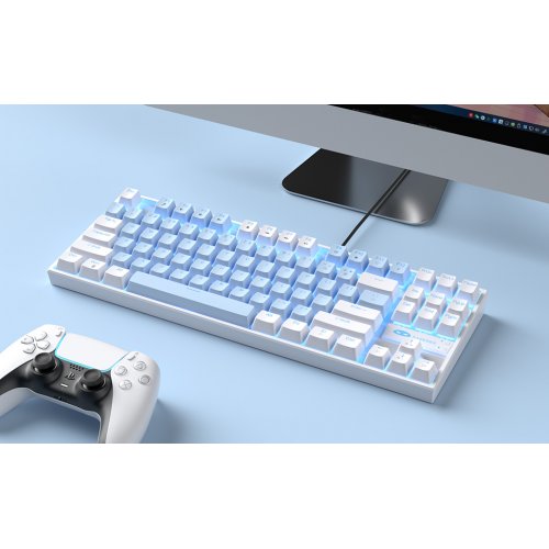 Клавіатура MageGee MK-STAR Blue Switch (6971969721364-UA) White/Blue купити в Україні: Київ, Львів, Хмельницький, Тернопіль, Івано-Франківськ | Низька ціна, відгуки, характеристики від TELEMART фото