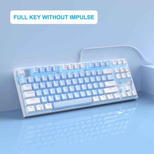 Клавіатура MageGee MK-STAR Blue Switch (6971969721364-UA) White/Blue купити в Україні: Київ, Львів, Хмельницький, Тернопіль, Івано-Франківськ | Низька ціна, відгуки, характеристики від TELEMART фото