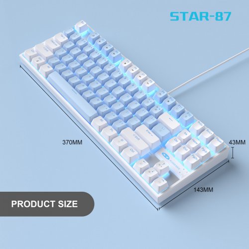 Клавіатура MageGee MK-STAR Blue Switch (6971969721364-UA) White/Blue купити в Україні: Київ, Львів, Хмельницький, Тернопіль, Івано-Франківськ | Низька ціна, відгуки, характеристики від TELEMART фото