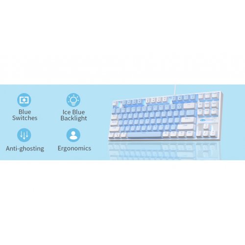 Клавіатура MageGee MK-STAR Blue Switch (6971969721364-UA) White/Blue купити в Україні: Київ, Львів, Хмельницький, Тернопіль, Івано-Франківськ | Низька ціна, відгуки, характеристики від TELEMART фото