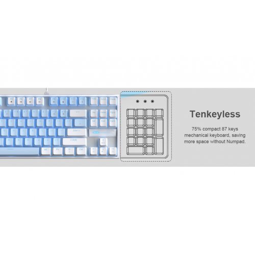 Клавіатура MageGee MK-STAR Blue Switch (6971969721364-UA) White/Blue купити в Україні: Київ, Львів, Хмельницький, Тернопіль, Івано-Франківськ | Низька ціна, відгуки, характеристики від TELEMART фото