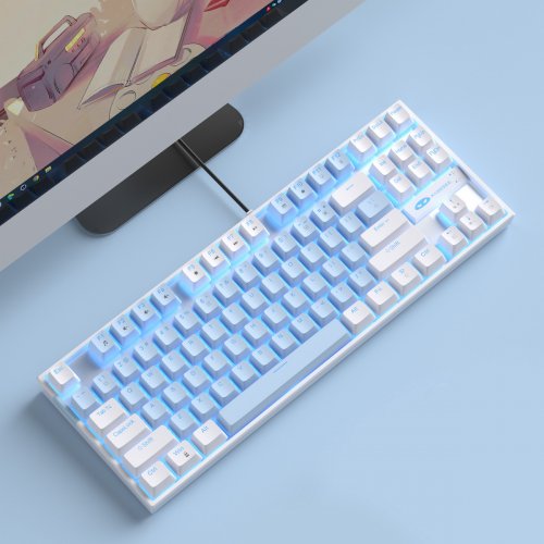 Клавіатура MageGee MK-STAR Blue Switch (6971969721364-UA) White/Blue купити в Україні: Київ, Львів, Хмельницький, Тернопіль, Івано-Франківськ | Низька ціна, відгуки, характеристики від TELEMART фото