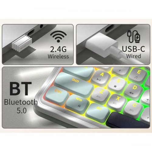 Клавіатура MageGee Moon 68 RGB Red Switch Wireless (6971969728776-UA) Azure купити в Україні: Київ, Львів, Хмельницький, Тернопіль, Івано-Франківськ | Низька ціна, відгуки, характеристики від TELEMART фото